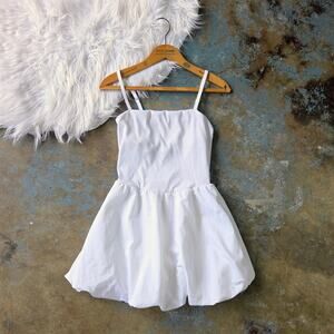 Offline by Aerie White Mini Dress Size S Sleeveless Shorts Bubble Hem Shelf Bra